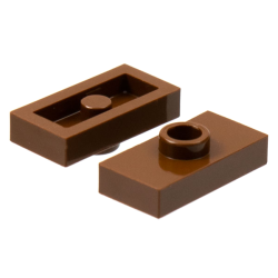 Plate, Modified 1 x 2 with 1 Stud without Groove (Jumper) - Brown