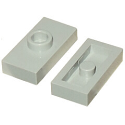 Plate, Modified 1 x 2 with 1 Stud without Groove (Jumper) - Light Gray