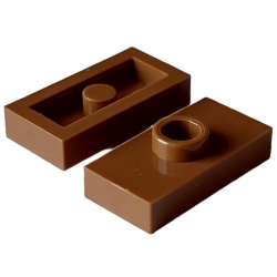 Plate, Modified 1 x 2 with 1 Stud without Groove (Jumper) - Light Brown