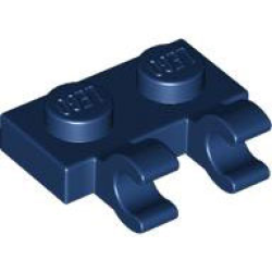 Plate, Modified 1 x 2 with 2 Open O Clips (Horizontal Grip) - Dark Blue