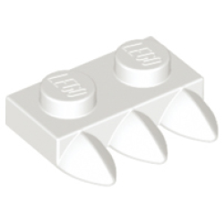 Plate, Modified 1 x 2 with 3 Teeth - White