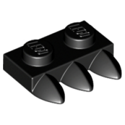Plate, Modified 1 x 2 with 3 Teeth - Black