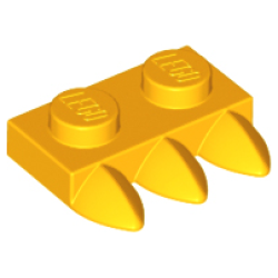 Plate, Modified 1 x 2 with 3 Teeth - Bright Light Orange