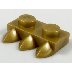 Plate, Modified 1 x 2 with 3 Teeth - Pearl Gold