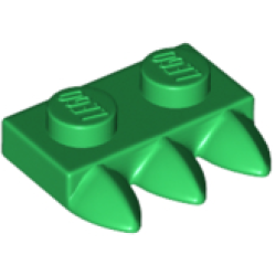 Plate, Modified 1 x 2 with 3 Teeth - Green