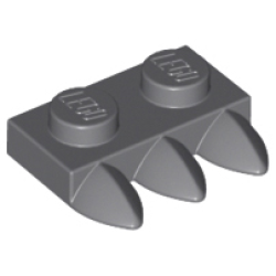 Plate, Modified 1 x 2 with 3 Teeth - Dark Bluish Gray