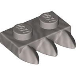 Plate, Modified 1 x 2 with 3 Teeth - Flat Silver
