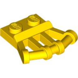 Plate, Modified 1 x 2 with Angled Bar Handles on Side - Yellow