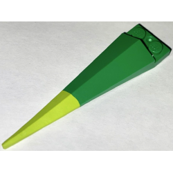 Plate, Modified 1 x 2 with Angular Extension with Molded Flexible Rubber Lime Tip Pattern - Green