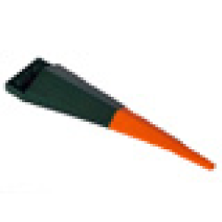 Plate, Modified 1 x 2 with Angular Extension with Molded Flexible Rubber Orange Tip Pattern - Dark Green