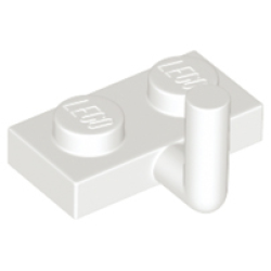 Plate, Modified 1 x 2 with Bar Arm Up (Horizontal Arm 5mm) - White