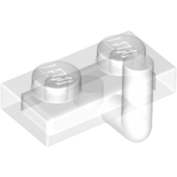 Plate, Modified 1 x 2 with Bar Arm Up (Horizontal Arm 5mm) - Trans-Clear