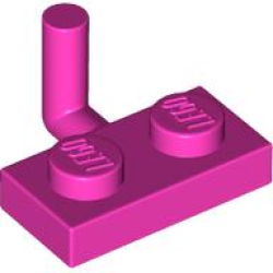 Plate, Modified 1 x 2 with Bar Arm Up (Horizontal Arm 5mm) - Dark Pink