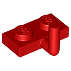 Plate, Modified 1 x 2 with Bar Arm Up (Horizontal Arm 5mm) - Red