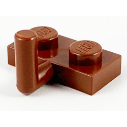 Plate, Modified 1 x 2 with Bar Arm Up (Horizontal Arm 6mm) - Reddish Brown
