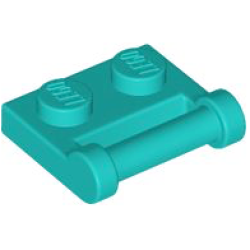 Plate, Modified 1 x 2 with Bar Handle on Side - Closed Ends - Dark Turquoise