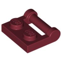 Plate, Modified 1 x 2 with Bar Handle on Side - Closed Ends - Dark Red