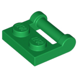Plate, Modified 1 x 2 with Bar Handle on Side - Closed Ends - Green