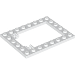 Plate, Modified 6 x 8 Trap Door Frame Horizontal (Long Pin Holders) - White