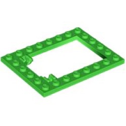 Plate, Modified 6 x 8 Trap Door Frame Horizontal (Long Pin Holders) - Bright Green