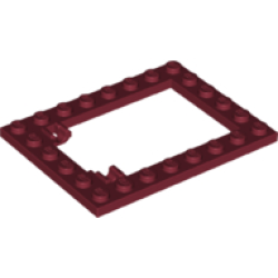 Plate, Modified 6 x 8 Trap Door Frame Horizontal (Long Pin Holders) - Dark Red