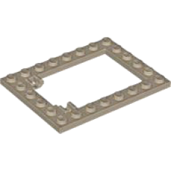 Plate, Modified 6 x 8 Trap Door Frame Horizontal (Long Pin Holders) - Dark Tan