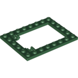 Plate, Modified 6 x 8 Trap Door Frame Horizontal (Long Pin Holders) - Dark Green