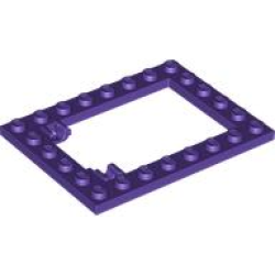 Plate, Modified 6 x 8 Trap Door Frame Horizontal (Long Pin Holders) - Dark Purple
