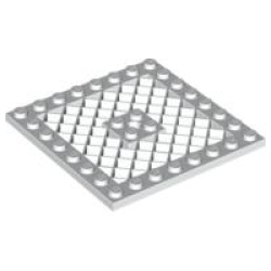 Plate, Modified 8 x 8 with Grille and Hole in Center - White