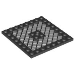 Plate, Modified 8 x 8 with Grille and Hole in Center - Black
