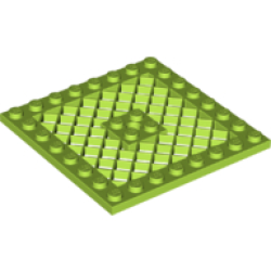 Plate, Modified 8 x 8 with Grille and Hole in Center - Lime