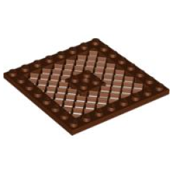 Plate, Modified 8 x 8 with Grille and Hole in Center - Reddish Brown