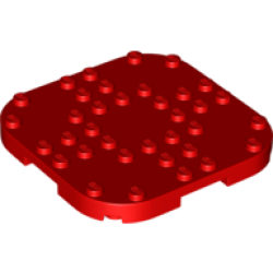 Plate, Modified 8 x 8 with Rounded Corners and 4 Feet - Red