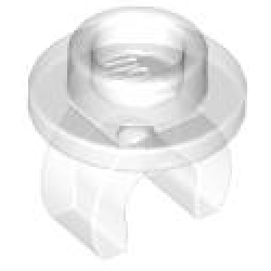 Plate, Round 1 x 1 with Clip on Bottom - Trans-Clear
