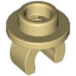 Plate, Round 1 x 1 with Clip on Bottom - Tan