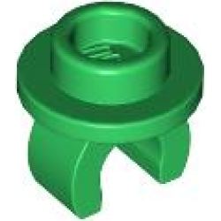 Plate, Round 1 x 1 with Clip on Bottom - Green