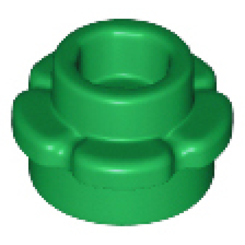Деталь LEGO 24866 Plate, Round 1 x 1 with Flower Edge (5 Petals) - Green