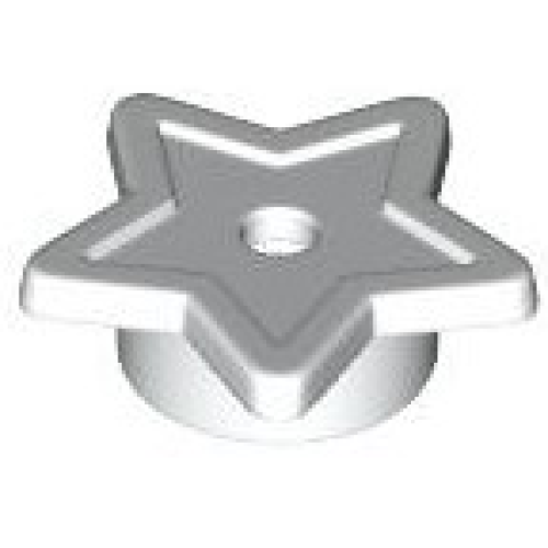 Деталь LEGO 11609 Plate, Round 1 x 1 with Star and Small Pin Hole - White