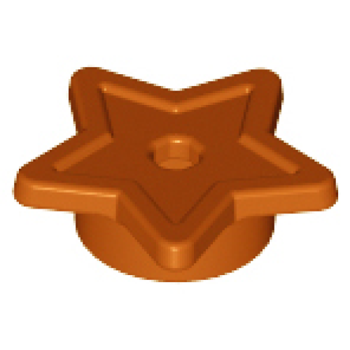Деталь LEGO 11609 Plate, Round 1 x 1 with Star and Small Pin Hole - Dark Orange