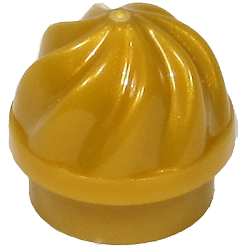 Деталь LEGO 15470 Plate, Round 1 x 1 with Vertical Swirl / Twist - Pearl Gold