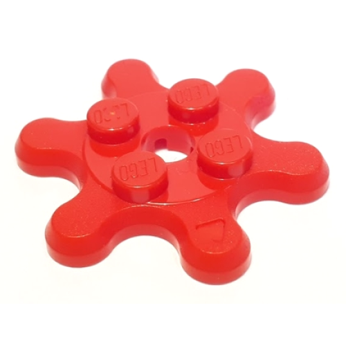 Деталь LEGO 35442 Plate, Round 2 x 2 Gear 6 Tooth - Red