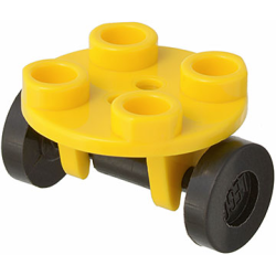 Plate, Round 2 x 2 Thin with Wheel Holder with Black Wheels (2655 / 2496) - Yellow Plate, Round 2 x 2 Thin with Wheel Holder with Black Wheels (2655 / 2496) - Yellow