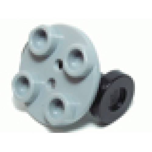 Деталь LEGO 2655c02 Plate, Round 2 x 2 Thin with Wheel Holder with Black Wheels (2655 / 2496) - Light Bluish Gray