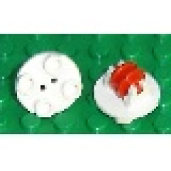 Plate, Round 2 x 2 Thin with Wheel Holder with Red Pulley Wheel (2655 / 3464) - White Plate, Round 2 x 2 Thin with Wheel Holder with Red Pulley Wheel (2655 / 3464) - White