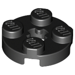Plate, Round 2 x 2 with Axle Hole - Black Plate, Round 2 x 2 with Axle Hole - Black