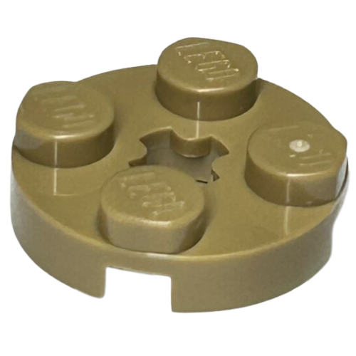 Деталь LEGO 4032 Plate, Round 2 x 2 with Axle Hole - Dark Tan