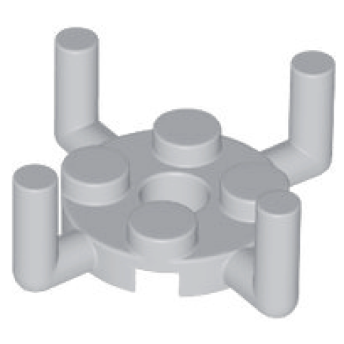 Деталь LEGO 98284 Plate, Round 2 x 2 with Pin Hole and 4 Bar Arms Up - Light Bluish Gray
