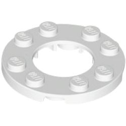 Plate, Round 4 x 4 with 2 x 2 Round Open Center - White Plate, Round 4 x 4 with 2 x 2 Round Open Center - White