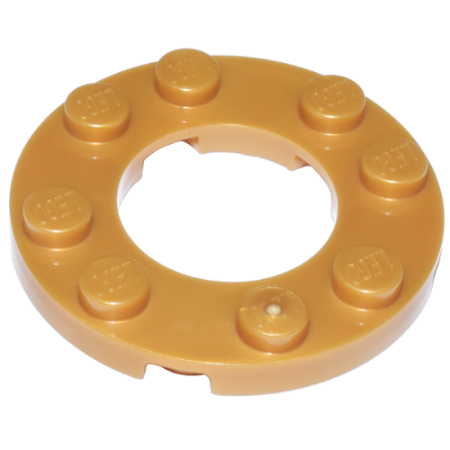 Деталь LEGO 11833 Plate, Round 4 x 4 with 2 x 2 Round Open Center - Pearl Gold