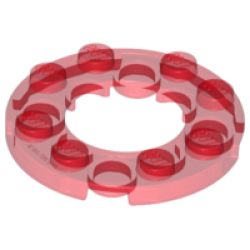 Plate, Round 4 x 4 with 2 x 2 Round Open Center - Trans-Red Plate, Round 4 x 4 with 2 x 2 Round Open Center - Trans-Red